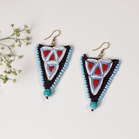 Hand Embroidery Fabart Beadwork Earrings by Rangila Dhaga