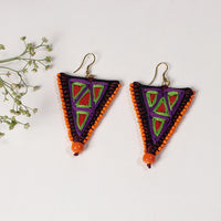 Hand Embroidery Fabart Beadwork Earrings by Rangila Dhaga