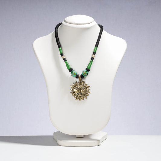 Patwa Thread & Brass Pendant Necklace by Kailash Patwa
