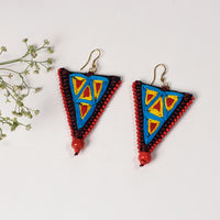 Hand Embroidery Fabart Beadwork Earrings by Rangila Dhaga