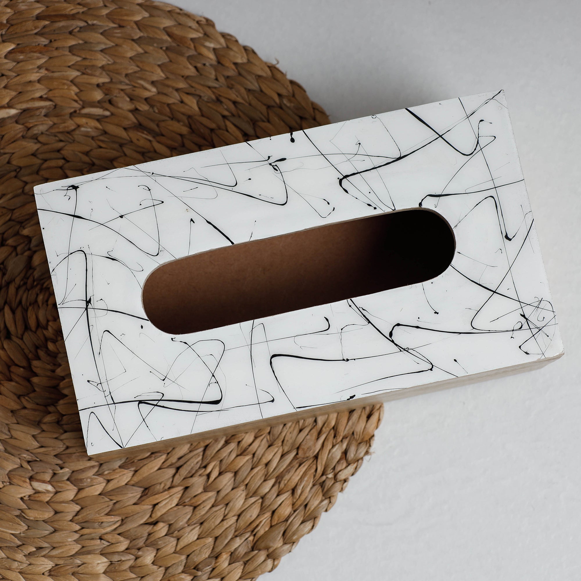 Brown Handcrafted Mango Wooden Epoxy Resin Tissue Box 