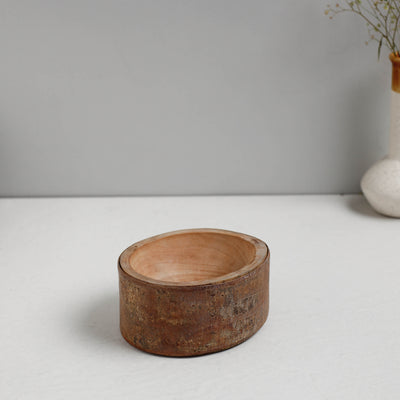 Hand Carved Natural Mahogany Wooden Bowl (5 x 5 in)