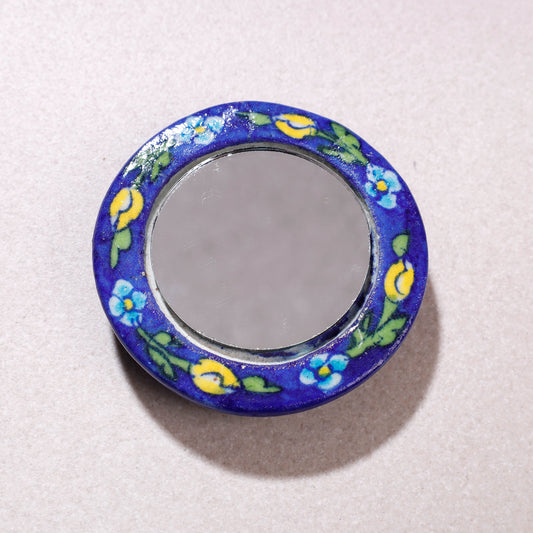 Original Blue Pottery Ceramic Tile Hand Mirror