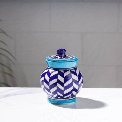 Original Blue Pottery Ceramic Barni/Storage Jar with Lid (Small)