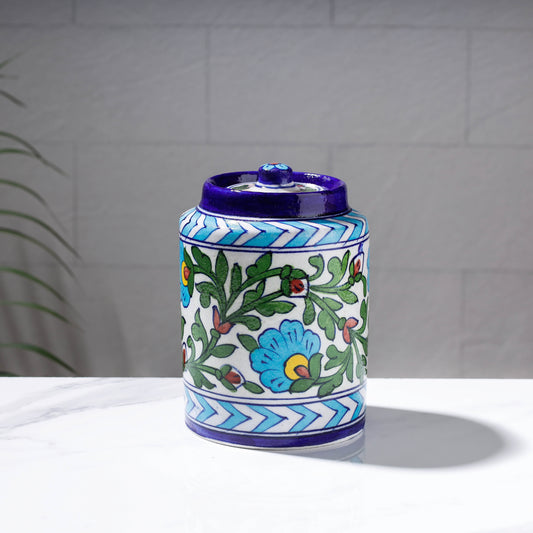 Original Blue Pottery Ceramic Barni/Storage Jar with Lid (Big)