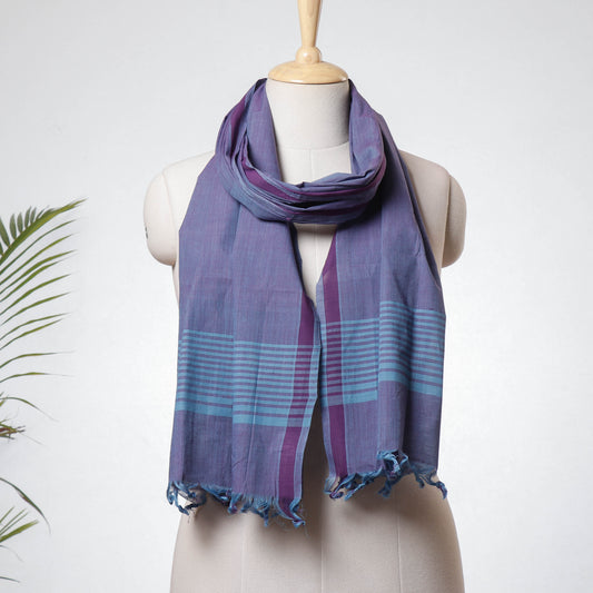 Purple - Mangalagiri Pure Handloom Cotton Stole with Tassels