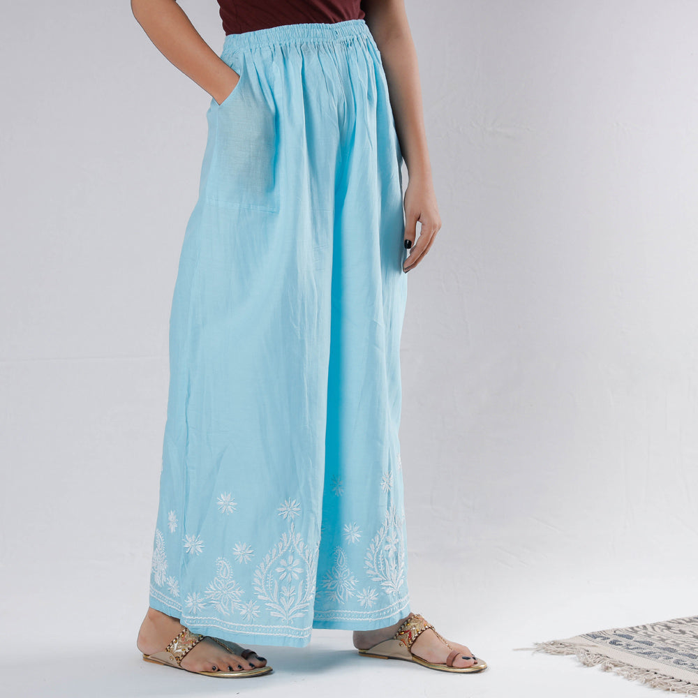 Buy Dharan Black Narrow Woven Cotton Palazzo Pants For Women Online   Okhaistore