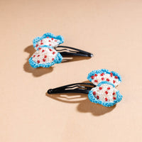 Samoolam Handmade Crochet Flower Hair Clips Set ❤ White Candy Bows