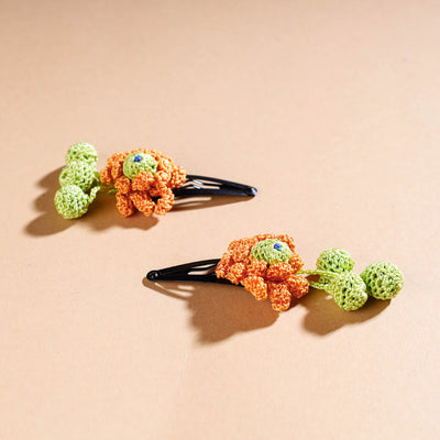 Samoolam Handmade Crochet Flower Hair Clips Set ❤ Koi Loopy Teardrop