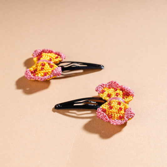 Samoolam Handmade Crochet Flower Hair Clips Set ❤ Lemon Candy Bows