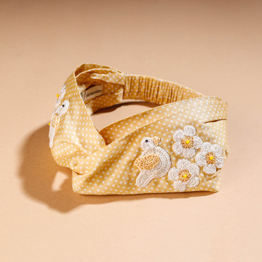 Samoolam Handmade Crochet Yellow Polka Dot Hair Band