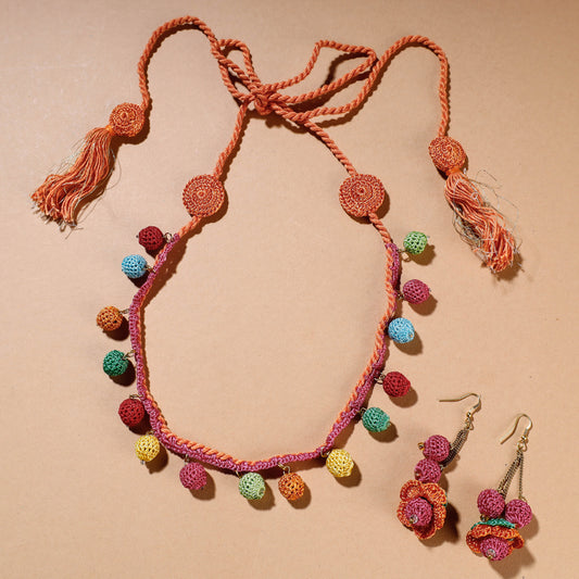 Samoolam Handmade Crochet Mela Beads Necklace Set ~ Multicoloured