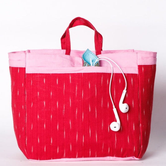 Handmade Multipurpose Ikat Fabric Organiser Bag
