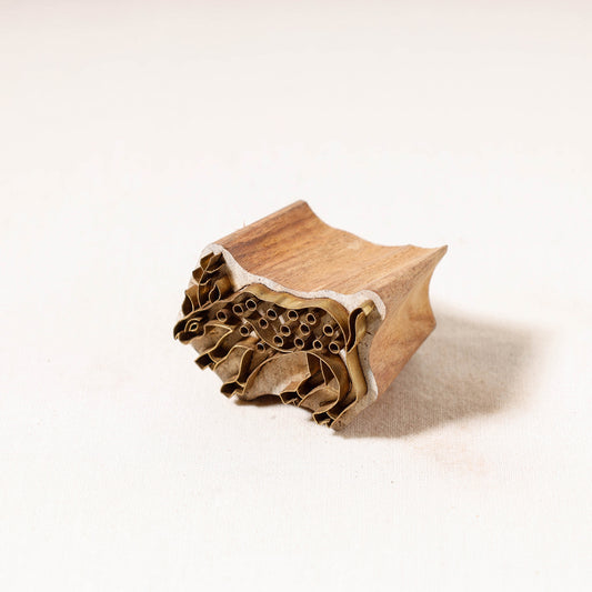 Hand Carved Rohida Wood Brass Block