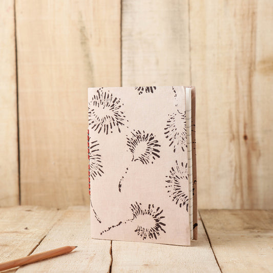 Art Block Print Fabric Cover Handmade Paper Notebook (7 x 5 in)