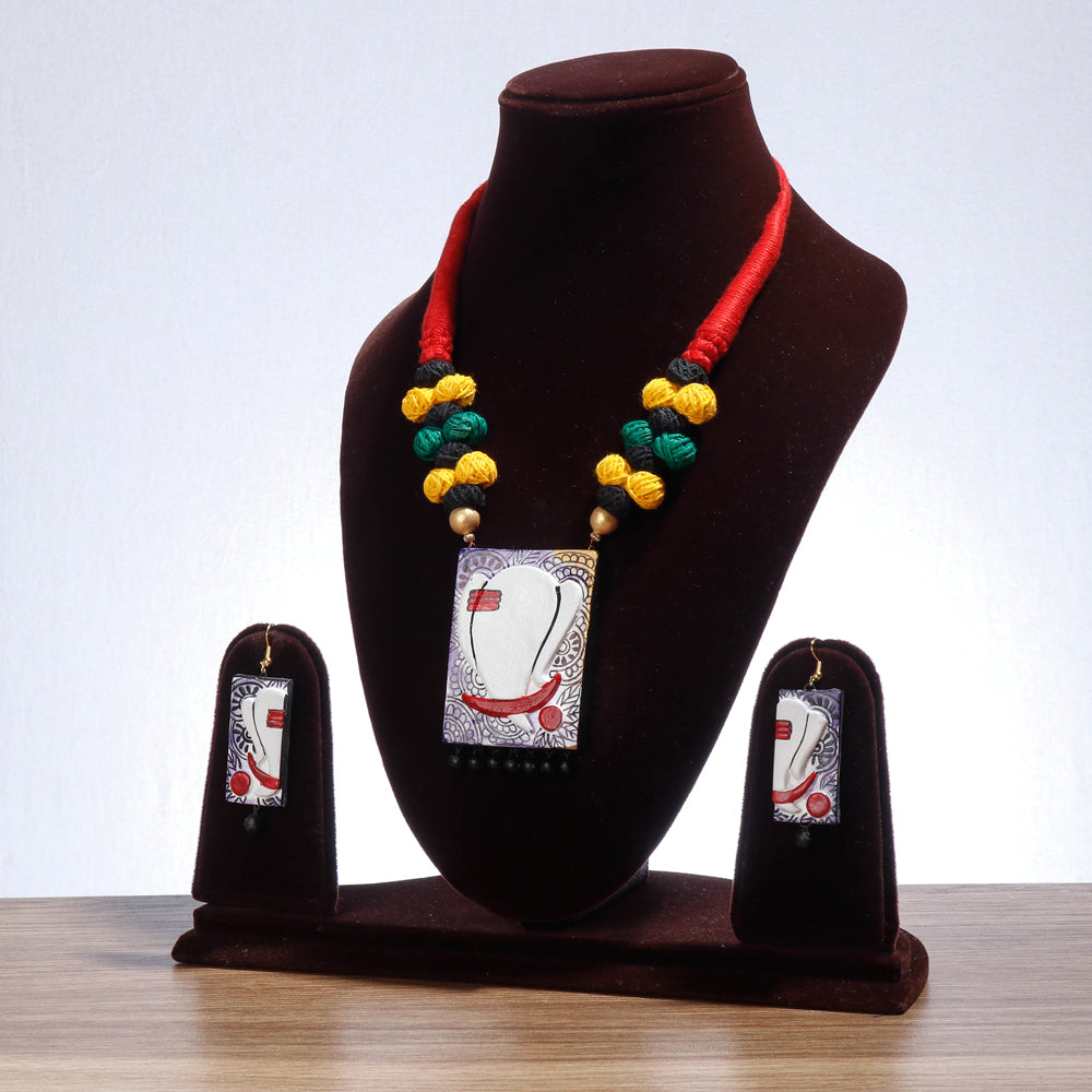 handpainted terracotta necklace set