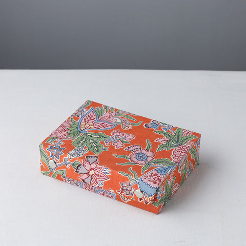 Orange Floral Printed Handcrafted Jewelry Box