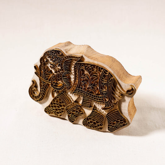 Hand Carved Rohida Wood Brass Block (2 in)