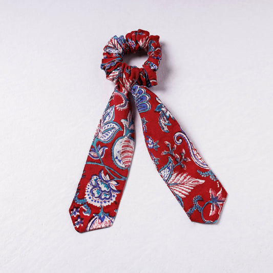 Sanganeri Print Cotton Elastic Hair Bands/Scarf Ponytail Holder/Scrunchie Ties