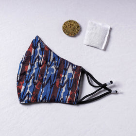  Herb Pocket Bagru Block Printed Cotton 3 Layer Snug Fit Face Cover 