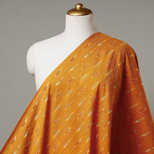 Fire Yellow Pochampally Ikat Weave Pure Cotton Fabric