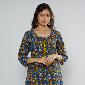 Buy Kalamkari Block Printed Cotton Long Kurta For Women