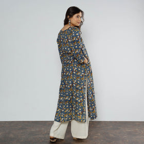 Buy Kalamkari Block Printed Cotton Long Kurta For Women