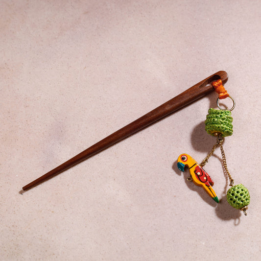 Samoolam Handmade Crochet Hairstick ~ Parrot