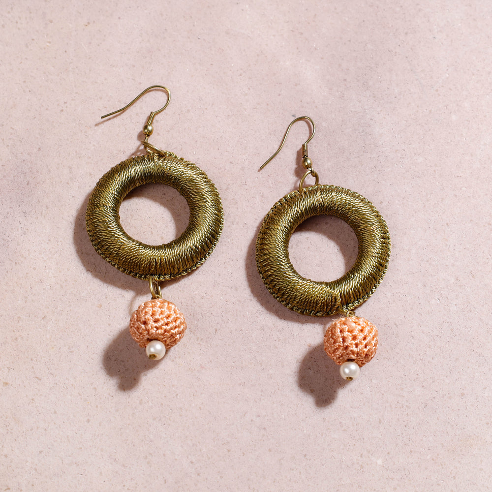 Samoolam Handmade Crochet Small Hoop Earrings ~ Gold