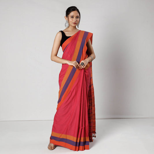 Pink - Kutch Bhujodi Weaving Handloom Cotton Saree