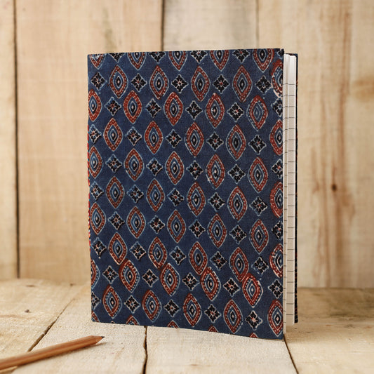Ajrakh Fabric Cover Handmade Paper Notebook (9 x 7 in)