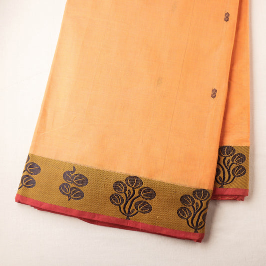Orange - Kanchipuram Cotton Fabric with One Side Thread Border