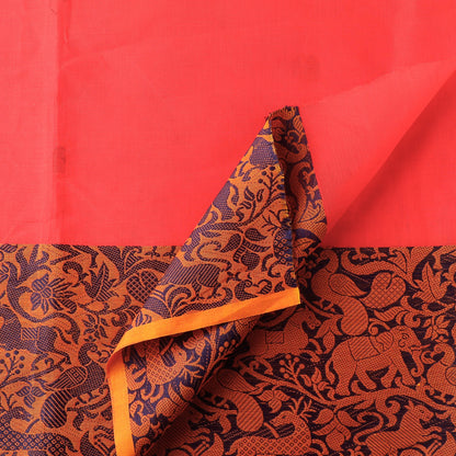 Pink - Kanchipuram Cotton Buti Fabric with Thread Border