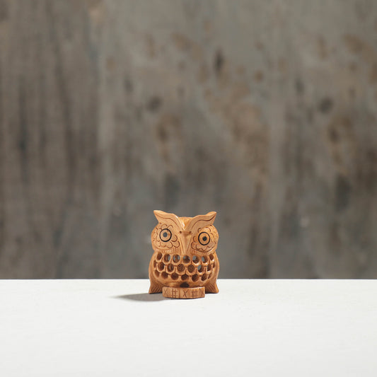Owl - Hand Carved Kadam Wood Sculpture (2 in)