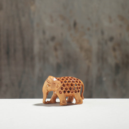Elephant - Hand Carved Kadam Wood Sculpture (2 in)