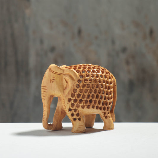 Elephant - Hand Carved Kadam Wood Sculpture (4 in)