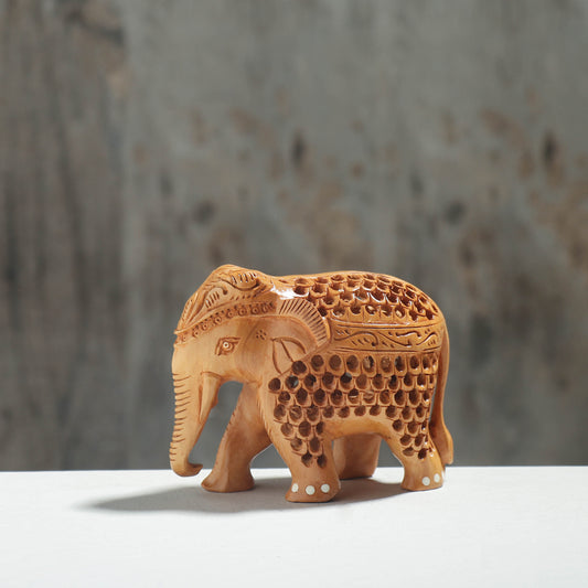 Elephant - Hand Carved Kadam Wood Sculpture (4.5 in)