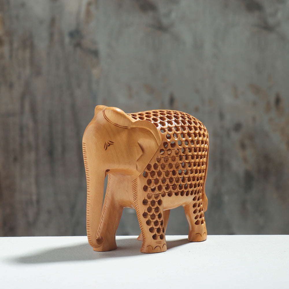 Elephant - Hand Carved Kadam Wood Sculpture (6 in)