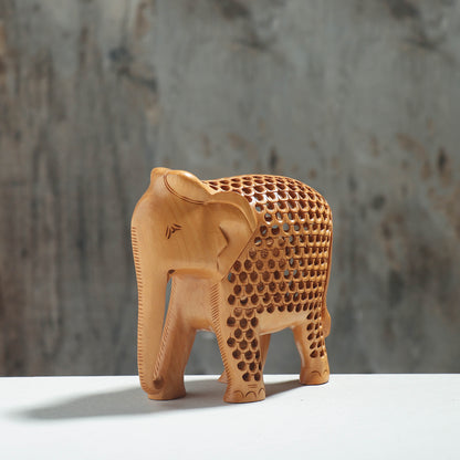 Elephant - Hand Carved Kadam Wood Sculpture (6 in)