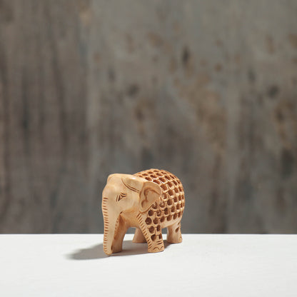 Elephant - Hand Carved Kadam Wood Sculpture (2.3 in)