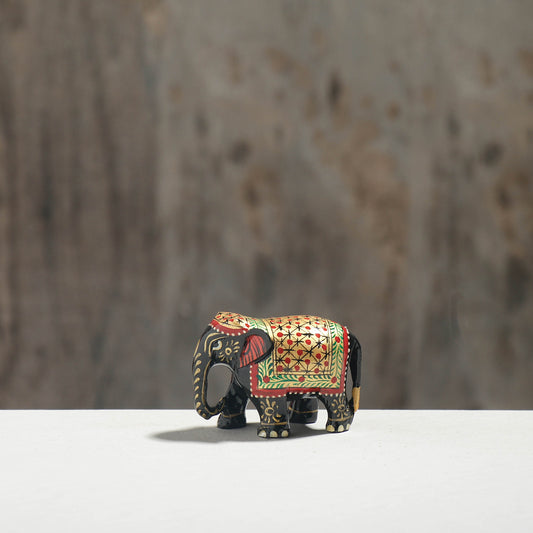 Elephant - Hand Carved Kadam Wood Handpainted Sculpture (2 in)
