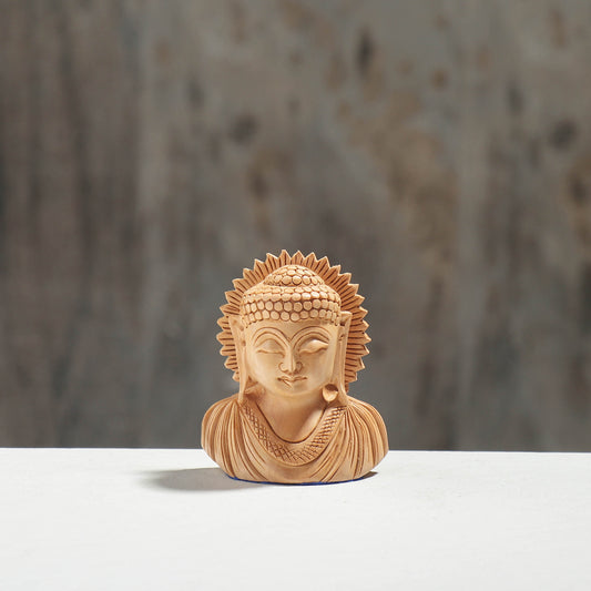 Lord Buddha - Hand Carved Kadam Wood Sculpture (3 in)