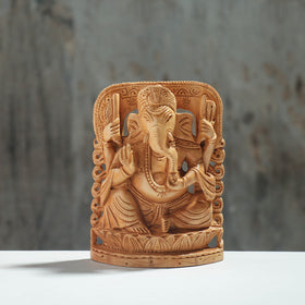 Lord Ganesha - Hand Carved Kadam Wood Handpainted Sculpture