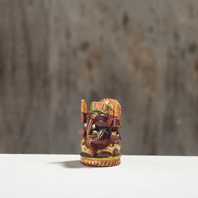 Lord Ganesha - Hand Carved Kadam Wood Handpainted Sculpture