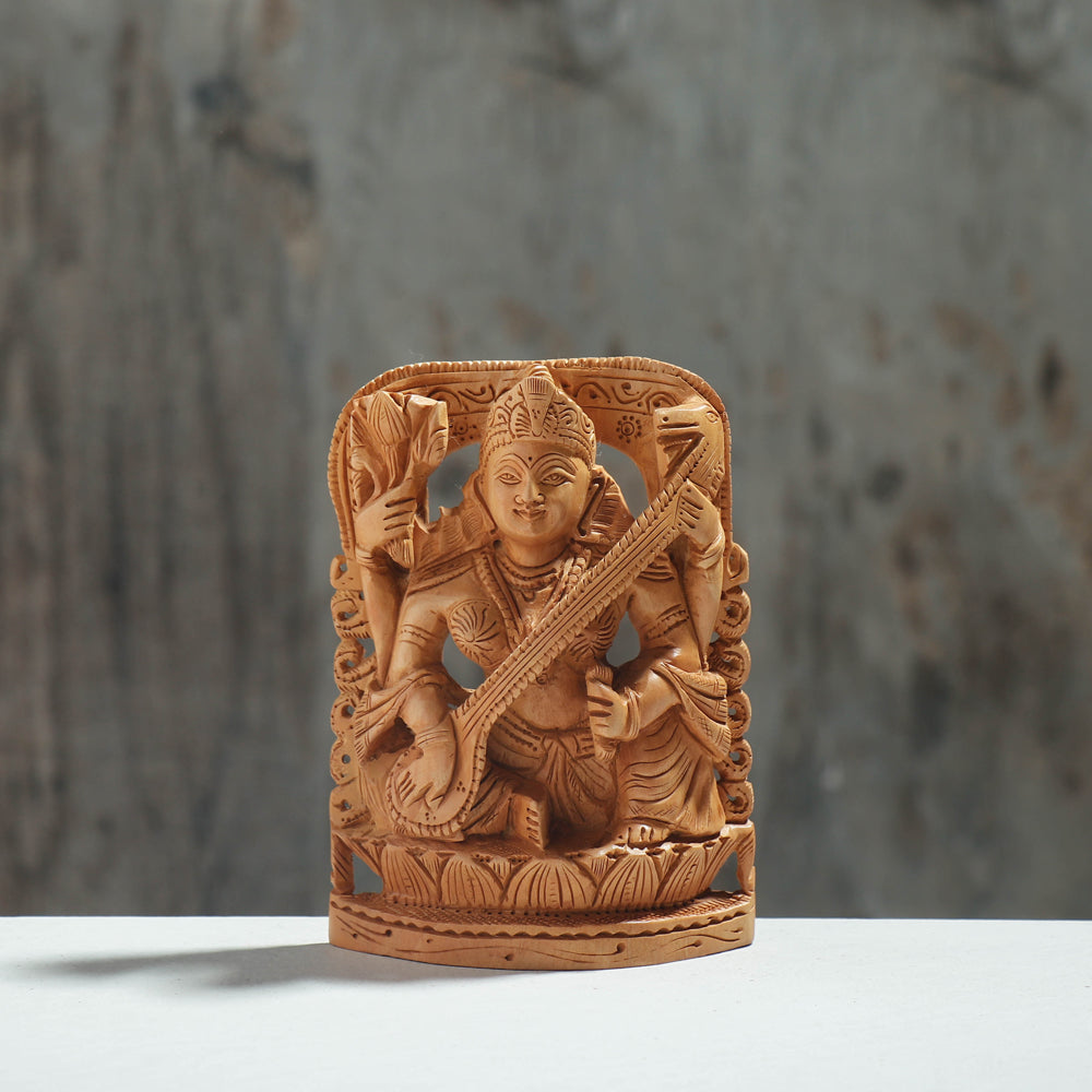 Saraswati Wood Sculpture
