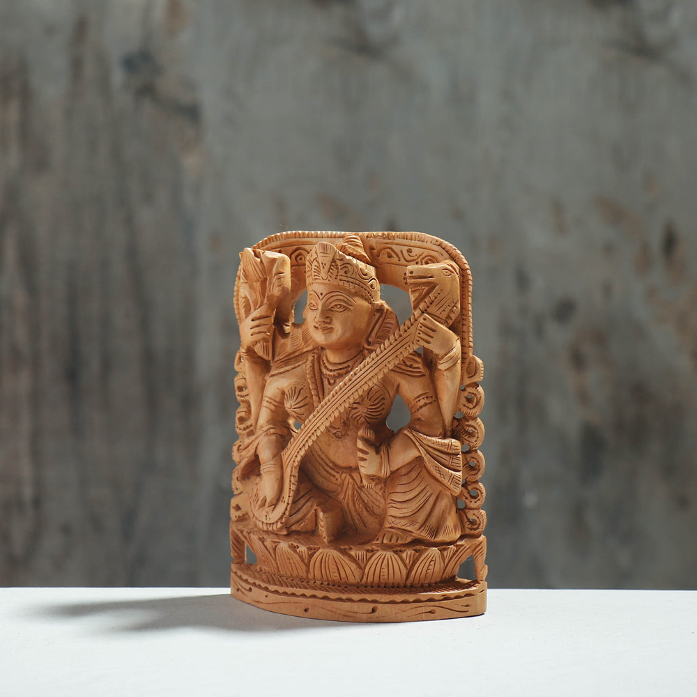 Saraswati Wood Sculpture