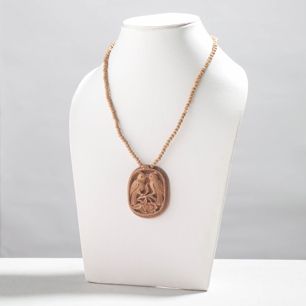 Wooden on sale medallion necklace