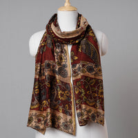 Brown - Kalamkari Handpainted Pure Handloom Chanderi Silk Stole