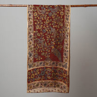 Brown - Kalamkari Handpainted Pure Handloom Chanderi Silk Stole