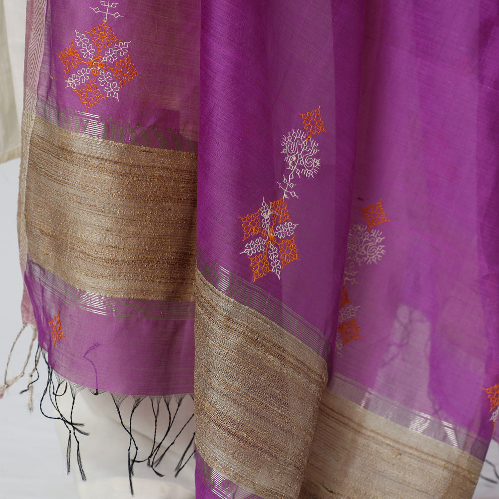 embroidery maheshwari silk dupatta